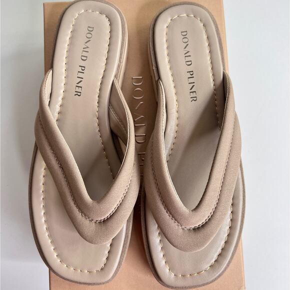 Donald Pliner Barbera Crepe Elastic Light Taupe Lug Sole Thong Flip Flops W 7.5 - Picture 6 of 12